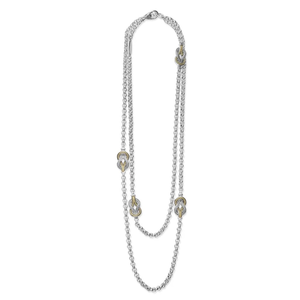 LAGOS Newport Four Station Two-Tone Knot Necklace